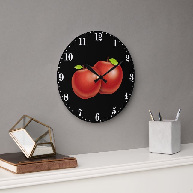 Grande Horloge Ronde Cute red apple lovers kitchen decor (Bureau)