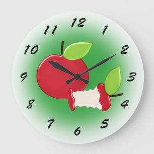 Grande Horloge Ronde Cute Red Apples Kitchen