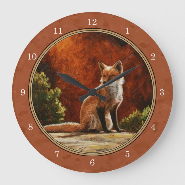Grande Horloge Ronde Cute Red Fox (Recto)