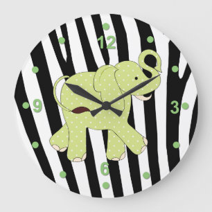 Grande Horloge Ronde Cute Safari Elephant Wall Clock