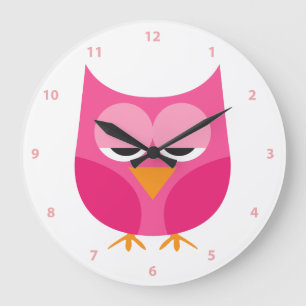 Grande Horloge Ronde Cute Sleepy Pink
