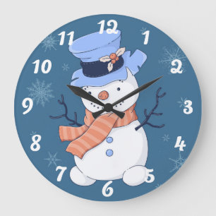 Grande Horloge Ronde Cute Snowman