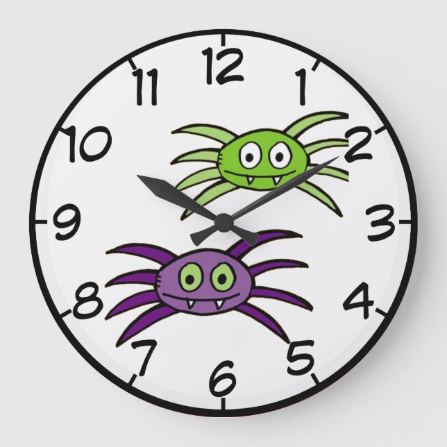Grande Horloge Ronde Cute Spiders Halloween Wall Clock (Recto)