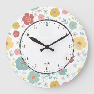 Grande Horloge Ronde Cute Spring Flowers