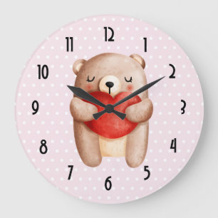 Grande Horloge Ronde Cute Teddy