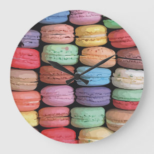 Grande Horloge Ronde Cute Trendy Coloré Français Macaron Motif de cooki