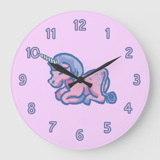 Grande Horloge Ronde Cute Unicorn (Recto)