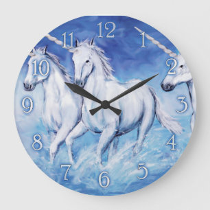 Grande Horloge Ronde cute unicorns wall clock