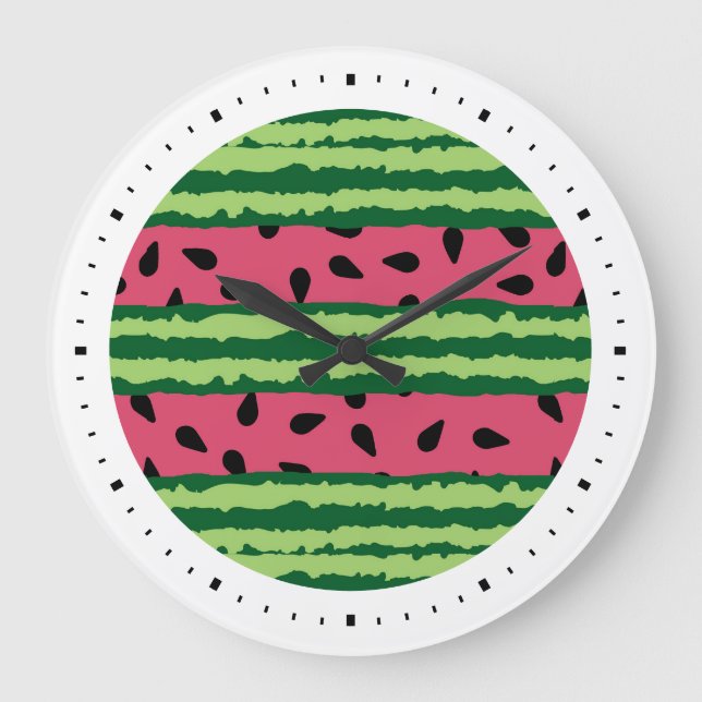 Grande Horloge Ronde Cute Watermelon Pattern Pink & Green (Recto)