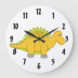 Grande Horloge Ronde Cute Yellow Dinosaur Kid's wall-clock/Medium