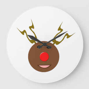 Grande Horloge Ronde Cyber Christmas Reindeer Wall Clock