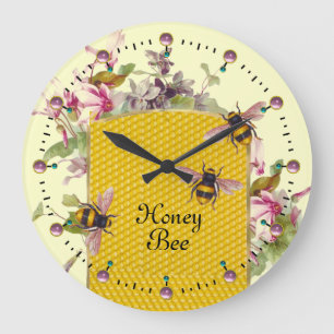 GRANDE HORLOGE RONDE CYCLAMENS ROSE ET ABEILLE MIEL, MAÎTRE D'OEUVRE