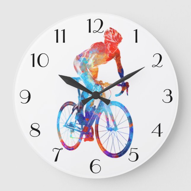 Grande Horloge Ronde Cycling Road Bicycle Watercolor Painting (Recto)