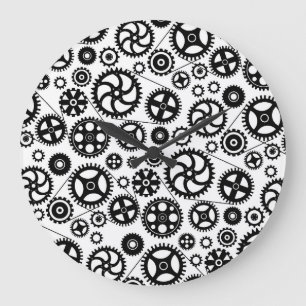 Grande Horloge Ronde Cycliste à vélo noir blanc Gears
