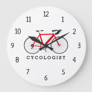 Grande Horloge Ronde Cycliste Red Bicycle Large Clock