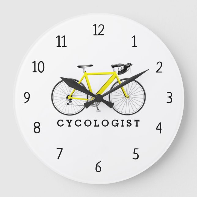 Grande Horloge Ronde Cycliste Yellow Bicycle Large Clock (Recto)