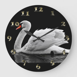 Grande Horloge Ronde Cygne blanc sur le lac