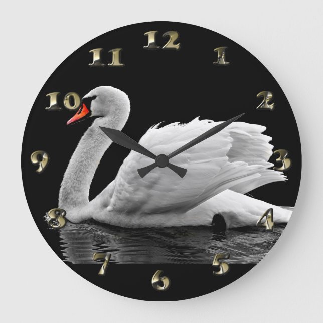 Grande Horloge Ronde Cygne blanc sur le lac (Recto)