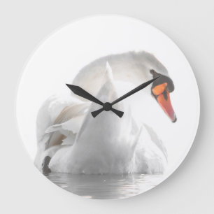 Grande Horloge Ronde Cygne blanc sur l'eau