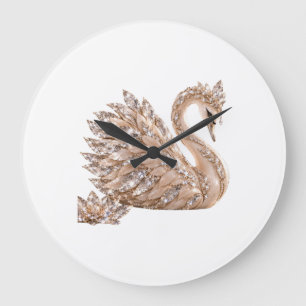Grande Horloge Ronde Cygne de cristal de luxe