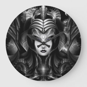 Grande Horloge Ronde Cyiria Reine Du Domaine Sombre Portrait Fractal