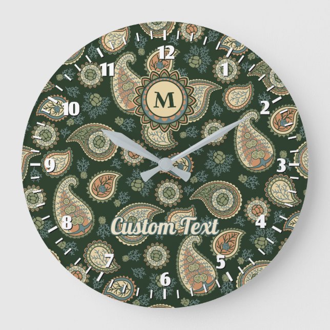 Grande Horloge Ronde Cypress Paisley Pattern Large Clock (Recto)