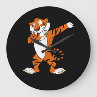 Grande Horloge Ronde Dabbing mignon Tiger Animal Party