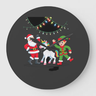 Grande Horloge Ronde Dabbing Santa Elfe Licorne Noël Enfants Garçons Ho