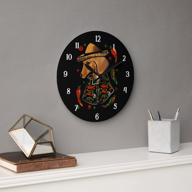 Grande Horloge Ronde Dachshund       (Bureau)