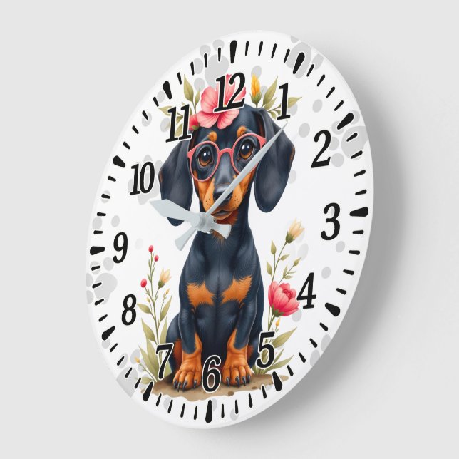 Grande Horloge Ronde Dachshund (Angle)