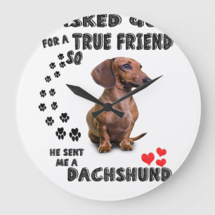 Grande Horloge Ronde Dachshund Cadeau Miniature, Chien De Saucisse, Wog