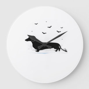 Grande Horloge Ronde Dachshund Chien � Silhouette Classique de Lune d'H