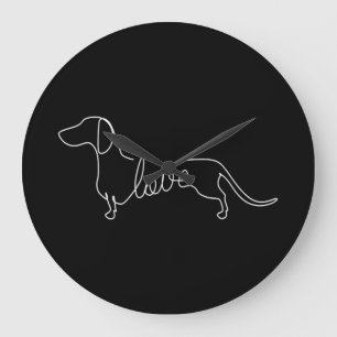 Grande Horloge Ronde Dachshund Chiweenie Wiener Dog Log Sketch
