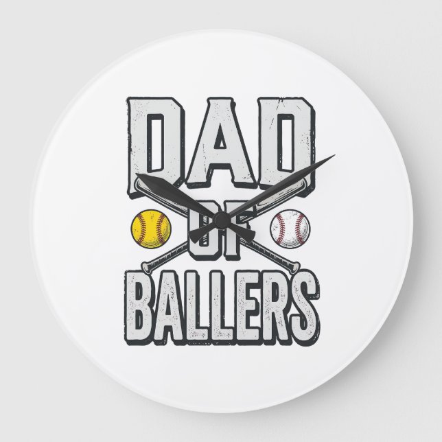 Grande Horloge Ronde Dad of Ballers Softball and Baseball Vintage Shirt (Recto)