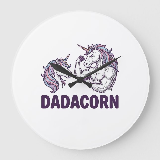 Grande Horloge Ronde Dadacorn Funny Unicorn Dad Vector Shirt Design_1 (Recto)