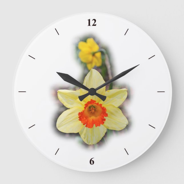 Grande Horloge Ronde Daffodils dans les bois (Recto)