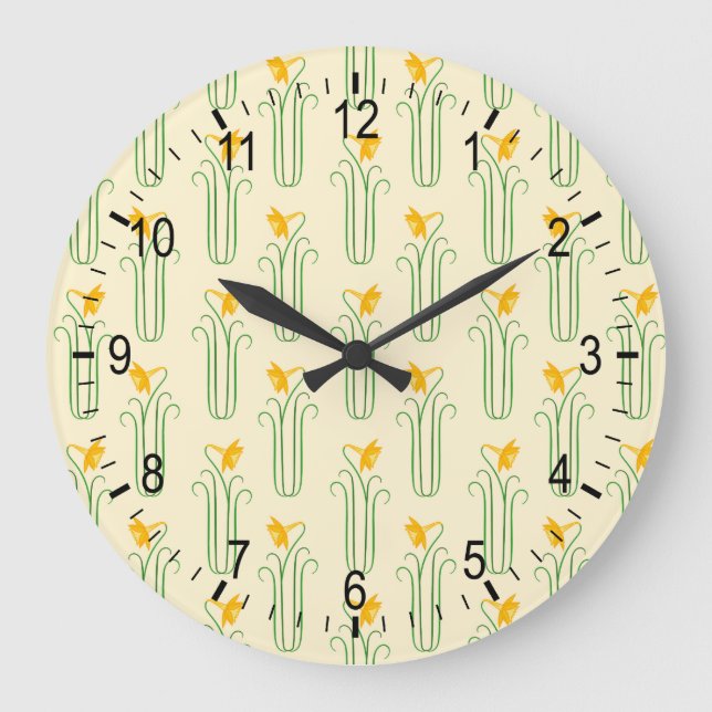 Grande Horloge Ronde Daffodils de Pretty Yellow (Recto)