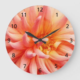Grande Horloge Ronde Dahlia Fleur Éblouissante