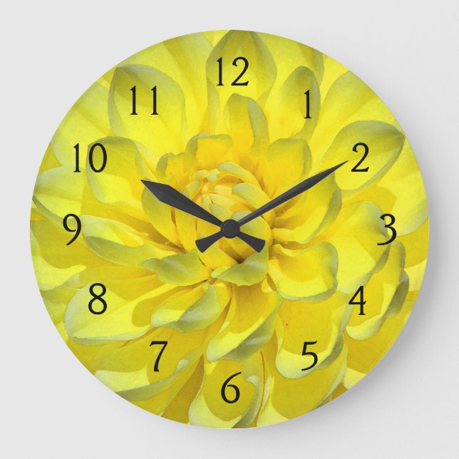 Grande Horloge Ronde Dahlia jaune (Recto)
