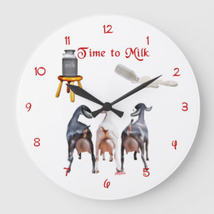 Grande Horloge Ronde Dairy Goats Milking Wall Clock