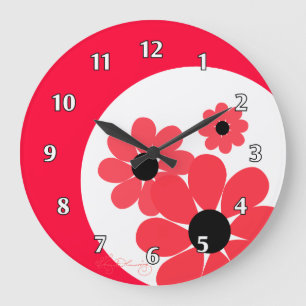 Grande Horloge Ronde Daisies de Girly