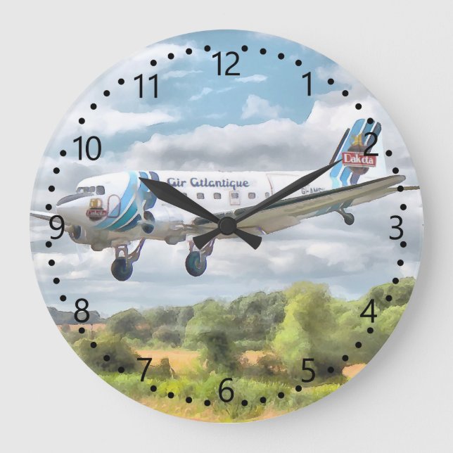 Grande Horloge Ronde Dakota "Autorisé à atterrir" Numéro/minute cadran (Recto)