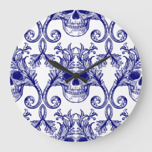Grande Horloge Ronde damas bohème, ornement sans couture du crâne.