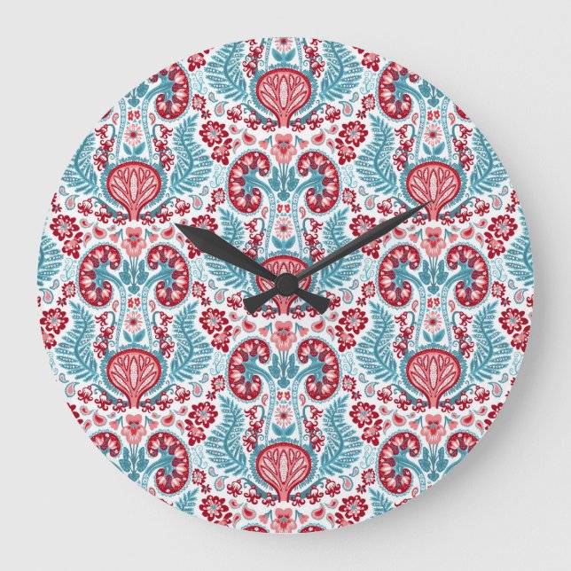 Grande Horloge Ronde Damas du rein en rouge/Turquoise (Recto)