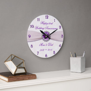Grande Horloge Ronde Damask 33 Wedding Anniversary Wall Clock