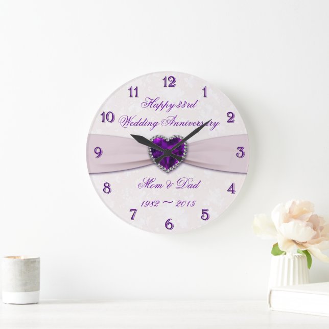 Grande Horloge Ronde Damask 33 Wedding Anniversary Wall Clock (Maison)