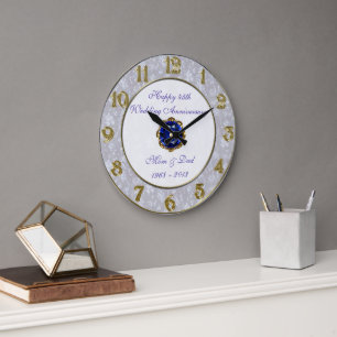 Grande Horloge Ronde Damask 45th Wedding Anniversary Clock
