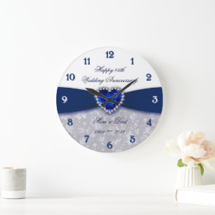 Grande Horloge Ronde Damask 45th Wedding Anniversary Clock