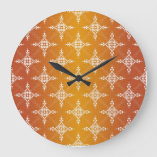 Grande Horloge Ronde Damassé Or Jaune et Orange Illuminé