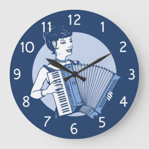 Grande Horloge Ronde Dame d'Accordion rétro
